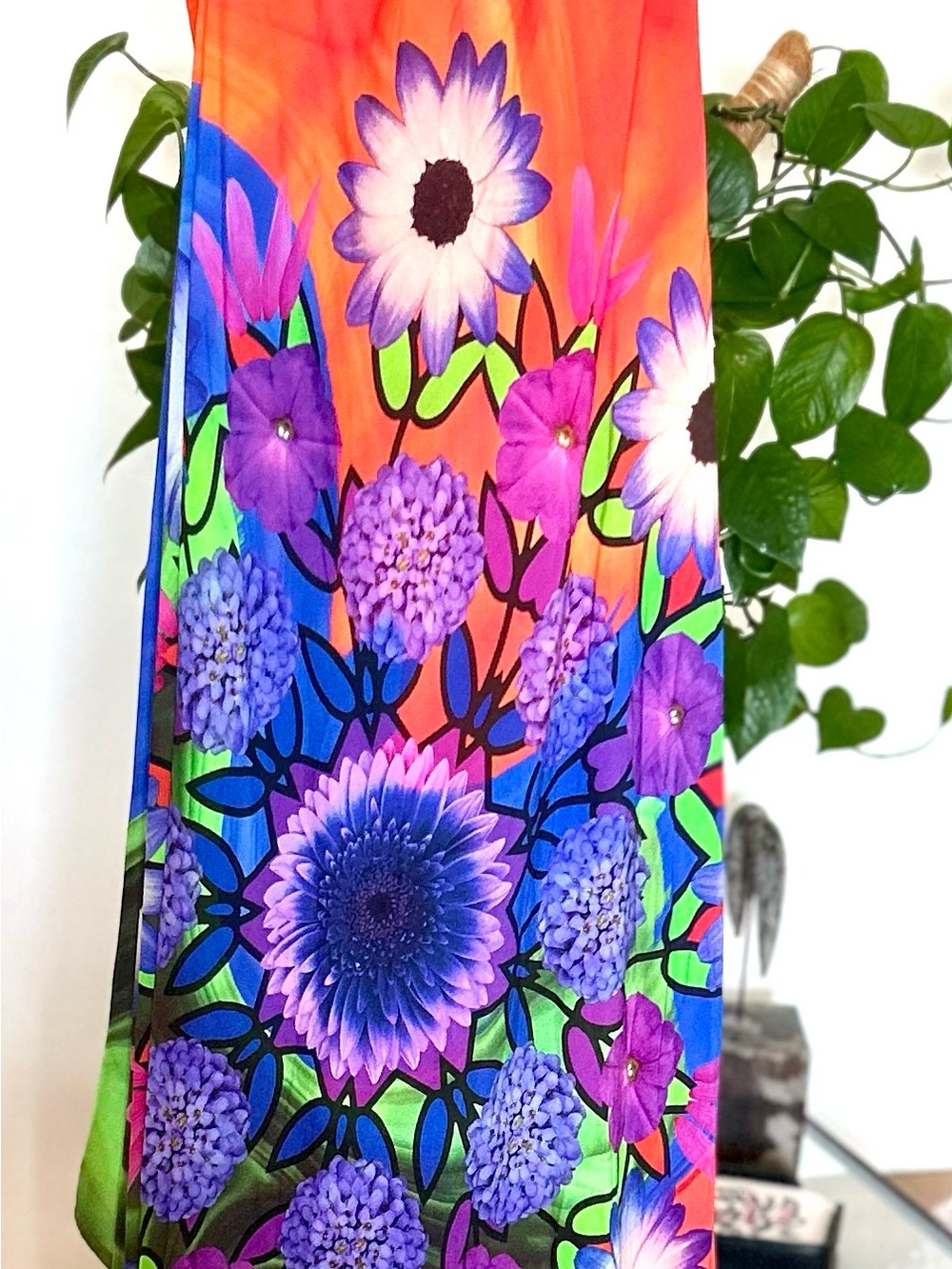 NWTDesigual Bold Floral handkerchief maxi dress. in Purple, Orange & Blue